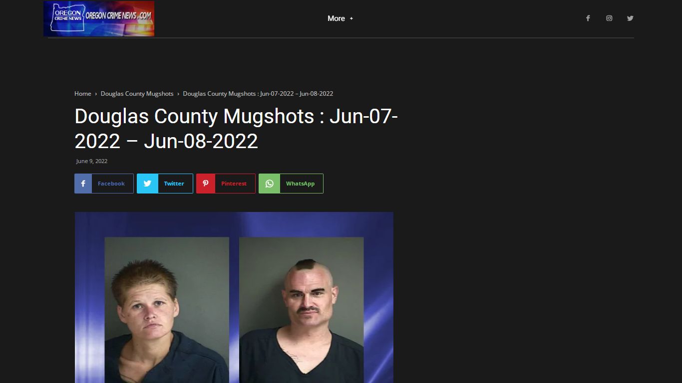 Douglas County Mugshots : Jun-07-2022 - Oregon Crime News